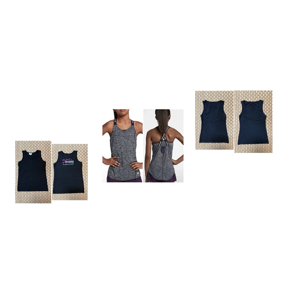 Lot Of 3 Gymnastics Scoop Neck Girls Black Tank Top Sz Small Medium